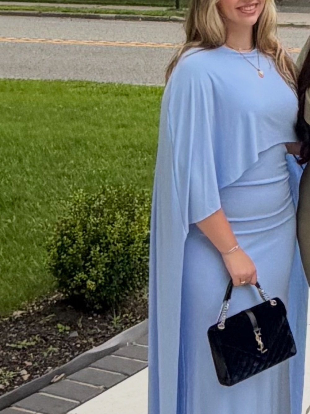 Club London Blue Cape Maxi Gown